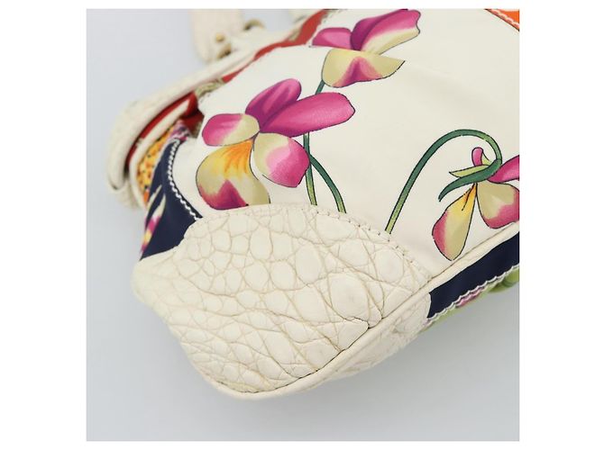 Borsa a mano Salvatore Ferragamo Gancini in nylon e oro bianco Auth 194550A D'oro - vista 14