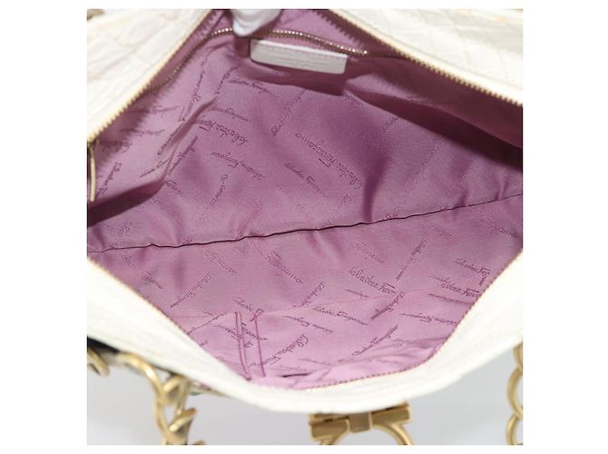 Borsa a mano Salvatore Ferragamo Gancini in nylon e oro bianco Auth 194550A D'oro - vista 17
