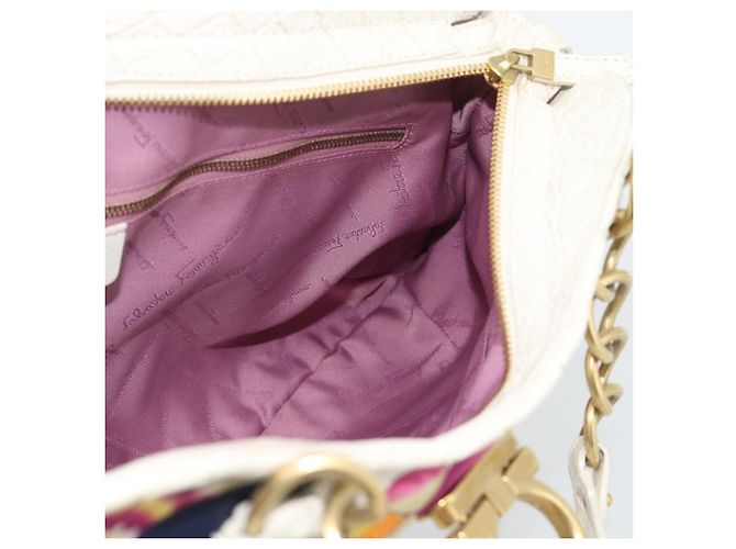 Borsa a mano Salvatore Ferragamo Gancini in nylon e oro bianco Auth 194550A D'oro - vista 18