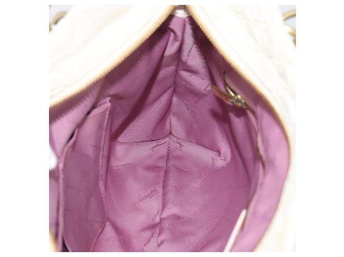 Borsa a mano Salvatore Ferragamo Gancini in nylon e oro bianco Auth 194550A D'oro - vista 19