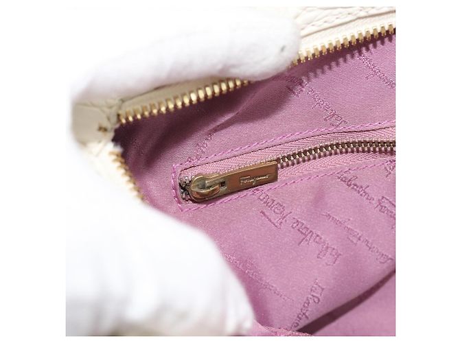 Borsa a mano Salvatore Ferragamo Gancini in nylon e oro bianco Auth 194550A D'oro - vista 20