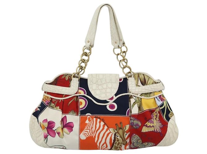 Borsa a mano Salvatore Ferragamo Gancini in nylon e oro bianco Auth 194550A D'oro - vista 3