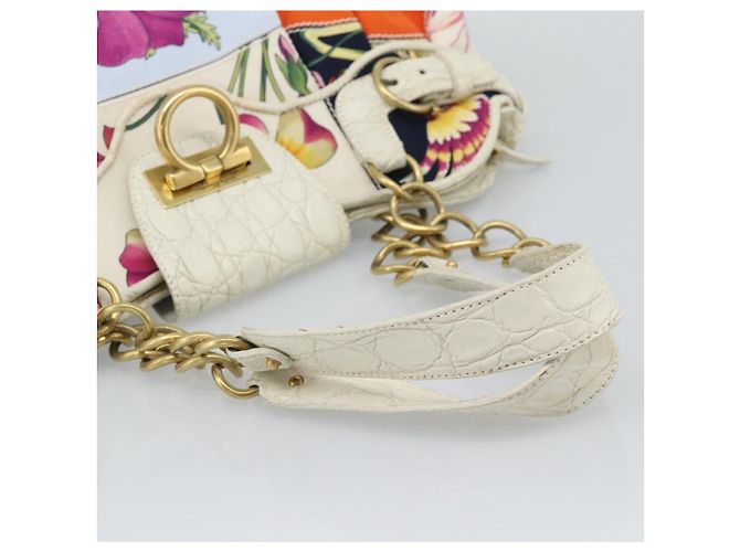 Borsa a mano Salvatore Ferragamo Gancini in nylon e oro bianco Auth 194550A D'oro - vista 8
