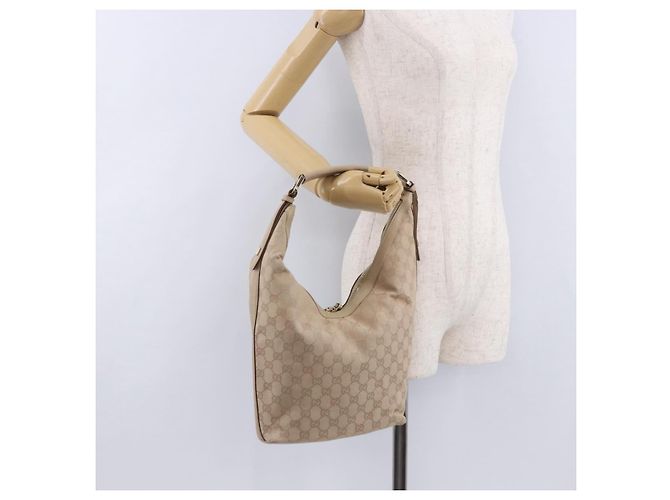 Borsa a Spalla GUCCI GG Canvas Beige Oro 73885 Auth 193546A D'oro - vista 22