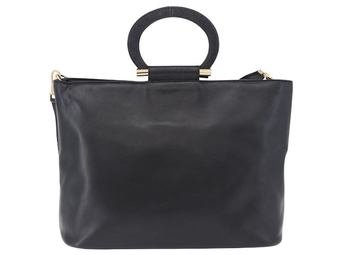 Céline Sac à main CELINE en cuir 2way Noir Doré Auth ka5384V - vue 3