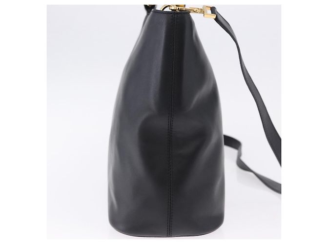 Céline Sac à main CELINE en cuir 2way Noir Doré Auth ka5384V - vue 5