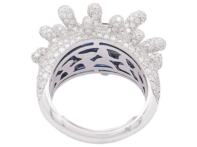 Autre Marque Anello Manalys in oro bianco, diamanti e zaffiro. - vista 4