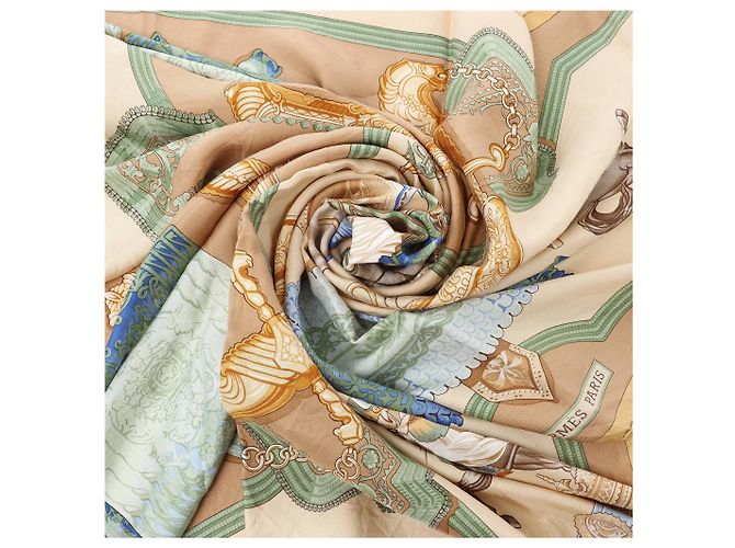 Carré Hermès 90 "Hommage à l'amitié Franco-Hellenique" in seta Beige - vista 2