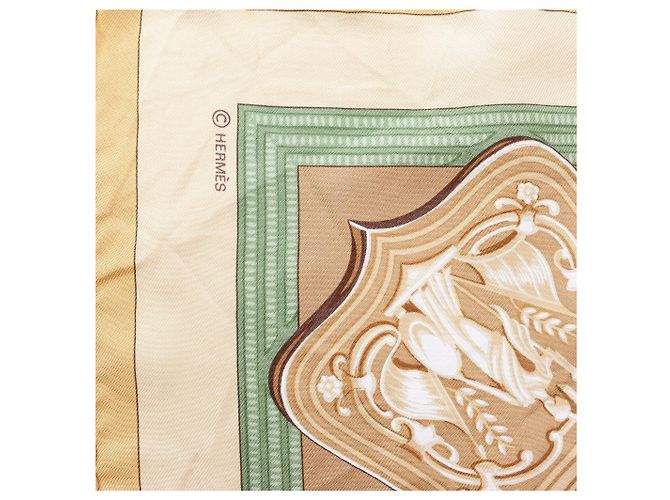 Carré Hermès 90 "Hommage à l'amitié Franco-Hellenique" in seta Beige - vista 9