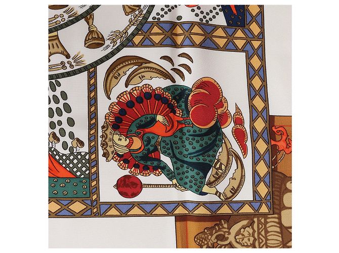 Foulard in seta Hermès Carré 90 "LE TAROT" Giallo - vista 11