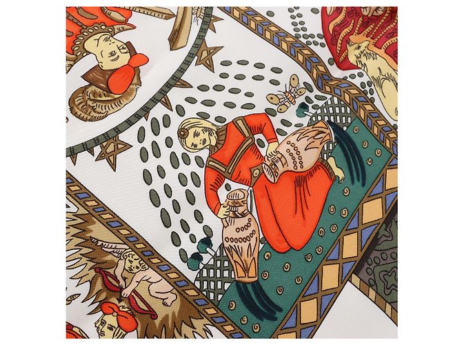 Foulard in seta Hermès Carré 90 "LE TAROT" Giallo - vista 12