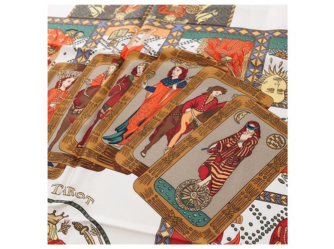 Foulard in seta Hermès Carré 90 "LE TAROT" Giallo - vista 13