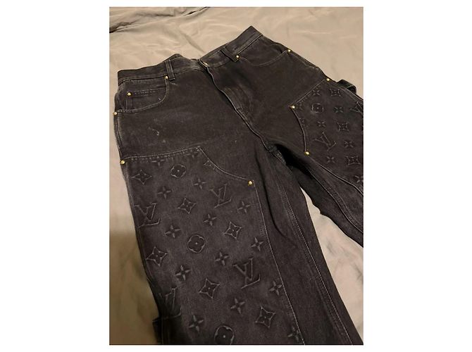 Pantaloni Louis Vuitton Monogram Denim Nero - vista 3