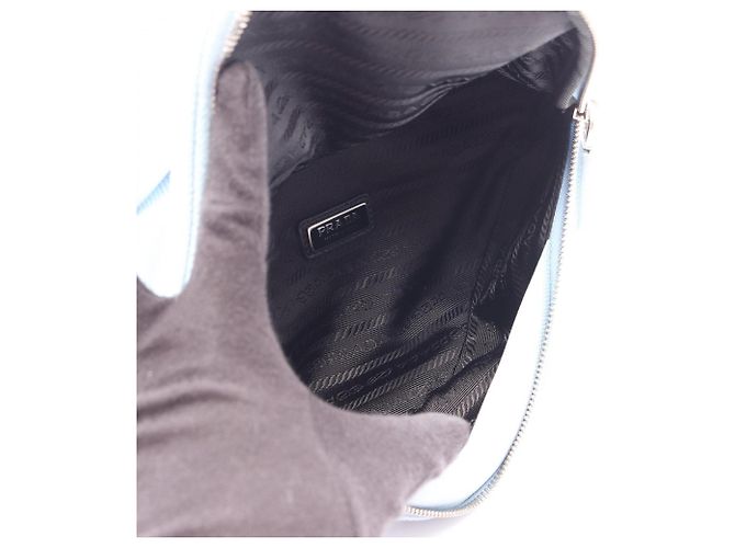 Bolso de hombro de cuero Saffiano Prada Azul - vista 3