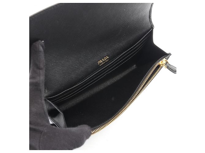 Borsa a tracolla in pelle Saffiano con logo triangolo Prada Nero - vista 3