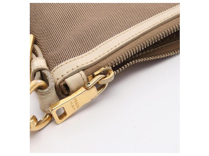 Borsa a mano/Borsa a tracolla in jacquard con LOGO Prada Beige Crudo - vista 7