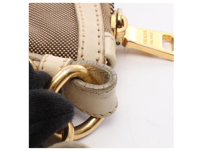Borsa a mano/Borsa a tracolla in jacquard con LOGO Prada Beige Crudo - vista 9