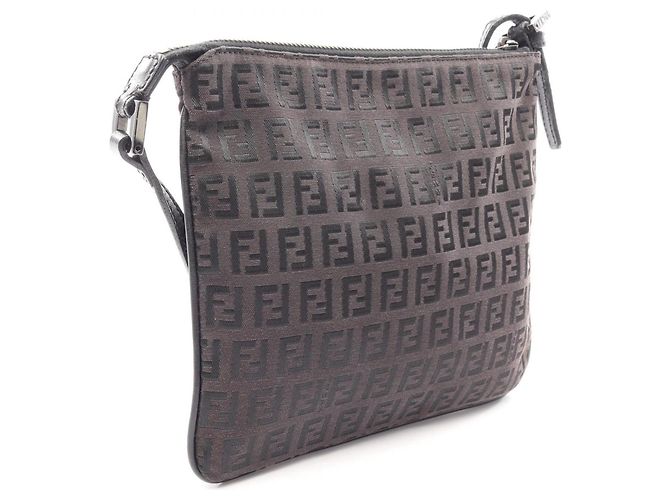 Borsa a Spalla Fendi Zucchino Marrone Nero - vista 2
