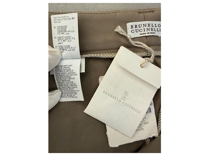 Pantalones de algodón beige Brunello Cucinelli Verde oliva - vista 10