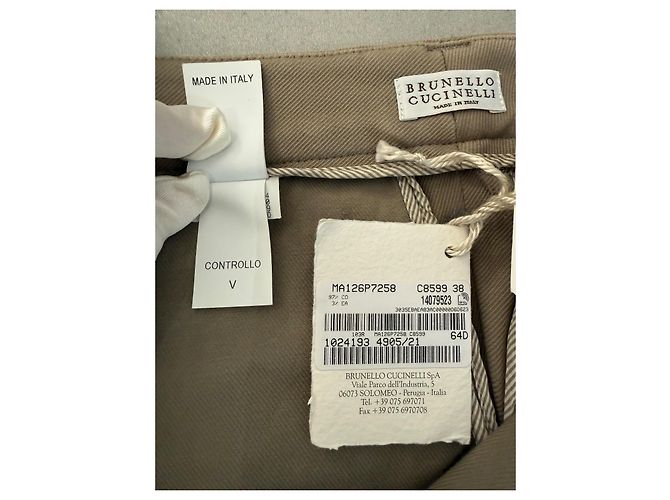 Pantalones de algodón beige Brunello Cucinelli Verde oliva - vista 12