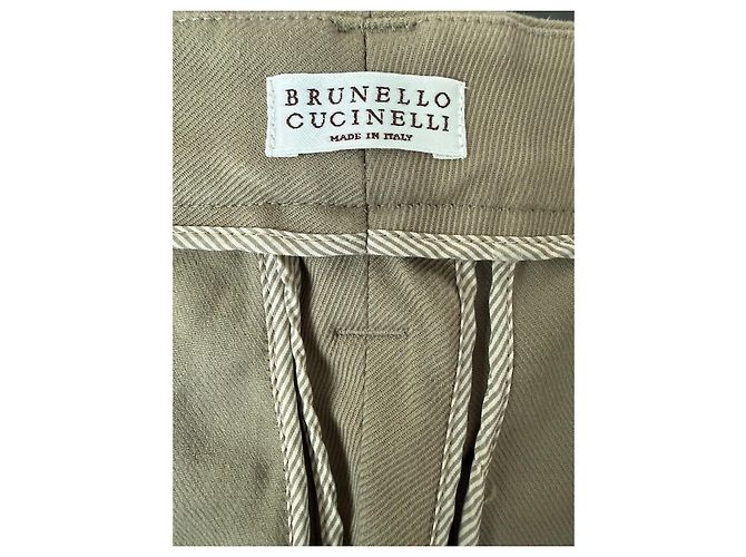 Pantalones de algodón beige Brunello Cucinelli Verde oliva - vista 2