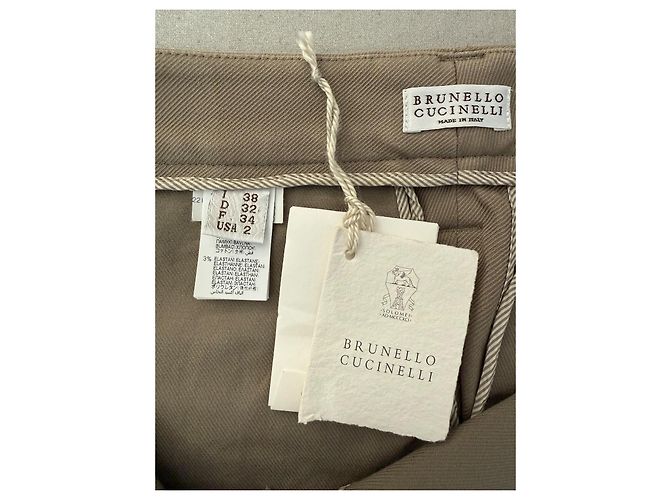 Pantalones de algodón beige Brunello Cucinelli Verde oliva - vista 7