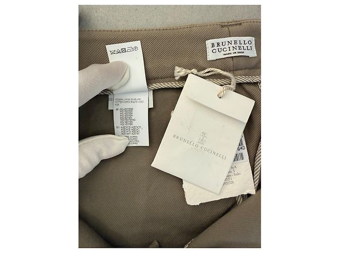 Pantalones de algodón beige Brunello Cucinelli Verde oliva - vista 9