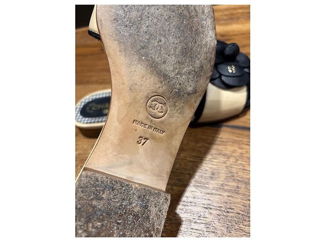 Sandali Chanel Camellia 37 Nero Beige - vista 5