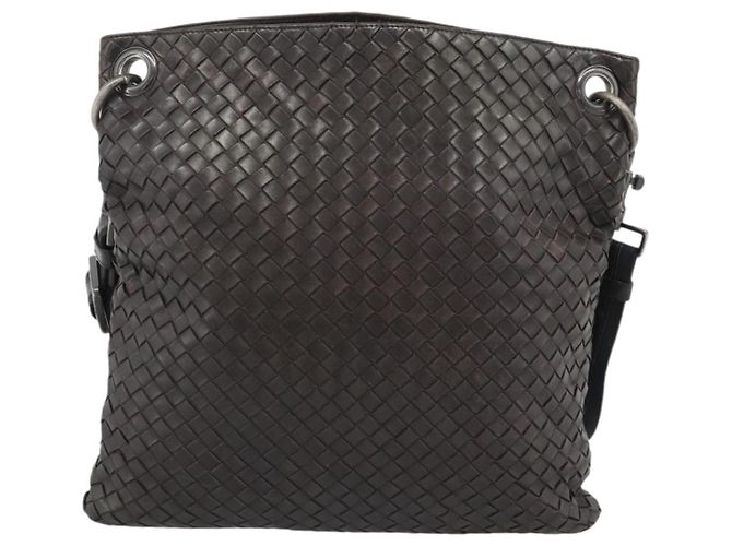 Bottega Veneta Flat Messenger Intrecciato Nappa Medium Marrone - vista 2