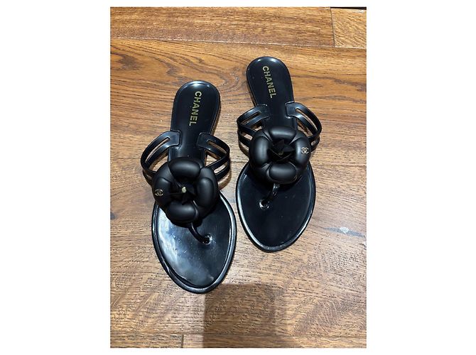 Sandali Thong Chanel Black Jelly Camellia Flower Nero - vista 10
