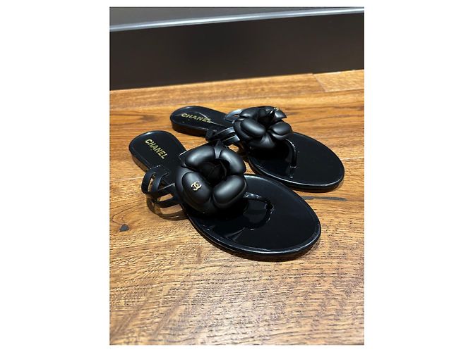 Sandali Thong Chanel Black Jelly Camellia Flower Nero - vista 2