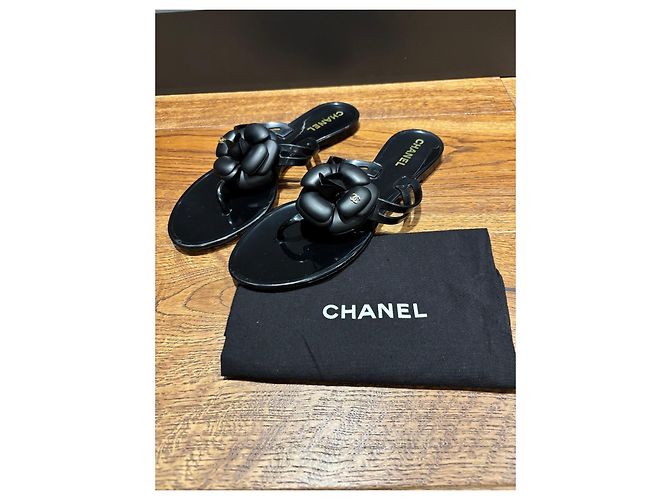 Sandali Thong Chanel Black Jelly Camellia Flower Nero - vista 4