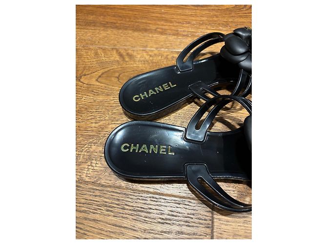 Sandali Thong Chanel Black Jelly Camellia Flower Nero - vista 5