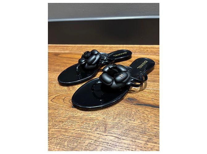 Sandali Thong Chanel Black Jelly Camellia Flower Nero - vista 6