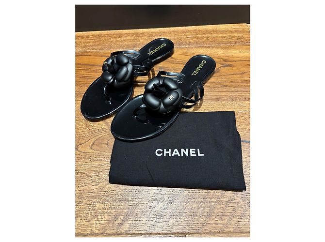 Sandali Thong Chanel Black Jelly Camellia Flower Nero - vista 8