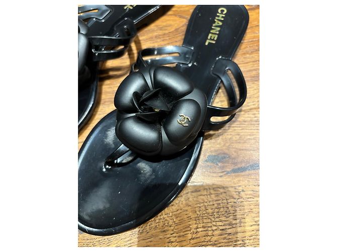 Sandali Thong Chanel Black Jelly Camellia Flower Nero - vista 9