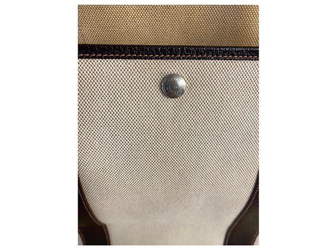 Borsa Tote Hermès Garden Party – Tela beige e pelle marrone scuro - vista 2