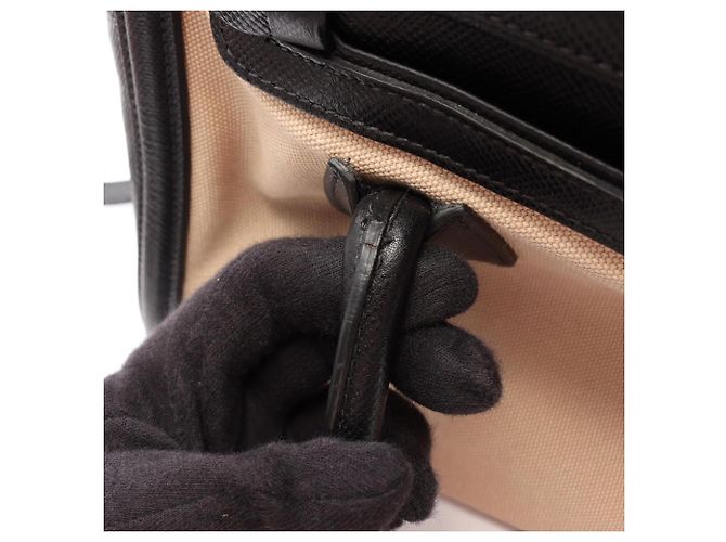 Saffiano 2-Way-Handtasche mit PRADA-Logo Schwarz Roh - Ansicht 10