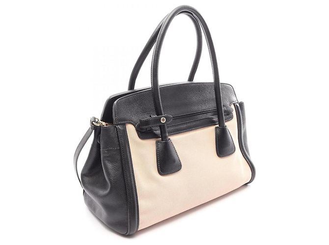 Saffiano 2-Way-Handtasche mit PRADA-Logo Schwarz Roh - Ansicht 2