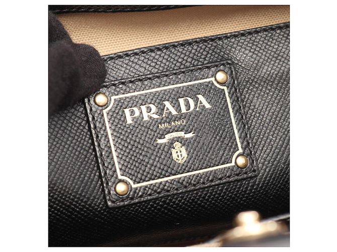Saffiano 2-Way-Handtasche mit PRADA-Logo Schwarz Roh - Ansicht 4