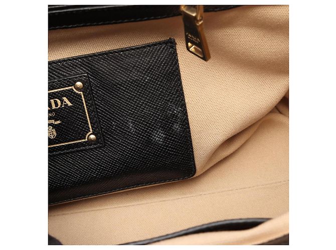 Saffiano 2-Way-Handtasche mit PRADA-Logo Schwarz Roh - Ansicht 5