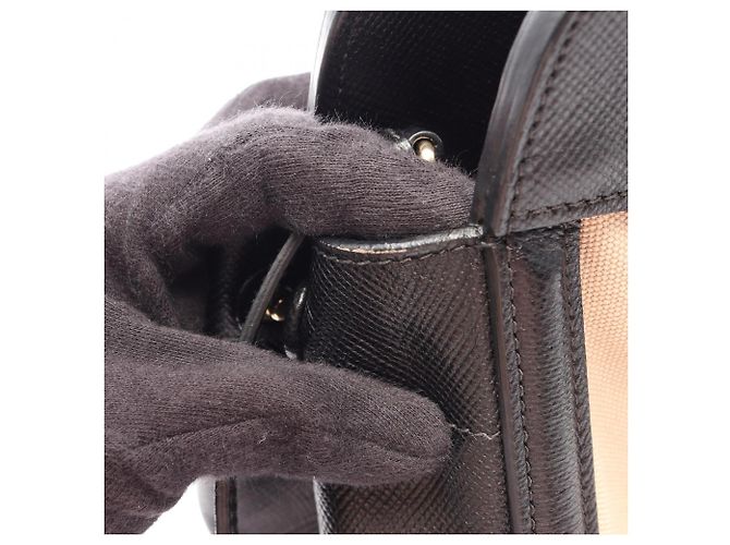 Saffiano 2-Way-Handtasche mit PRADA-Logo Schwarz Roh - Ansicht 7