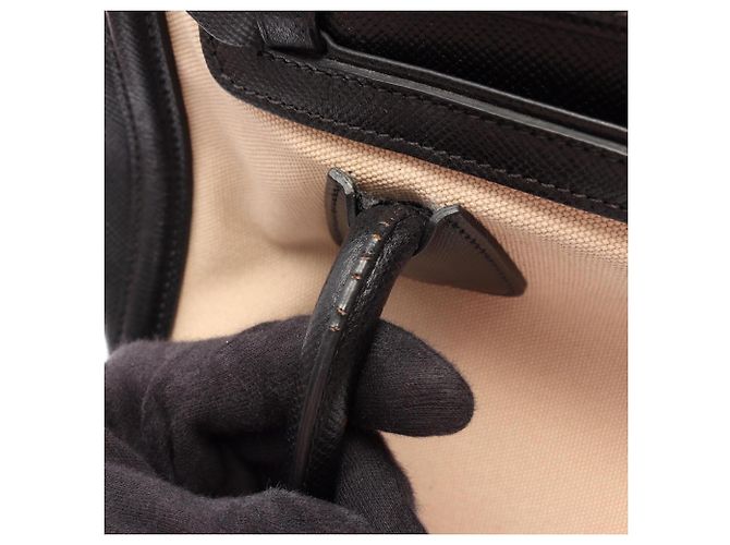 Saffiano 2-Way-Handtasche mit PRADA-Logo Schwarz Roh - Ansicht 9
