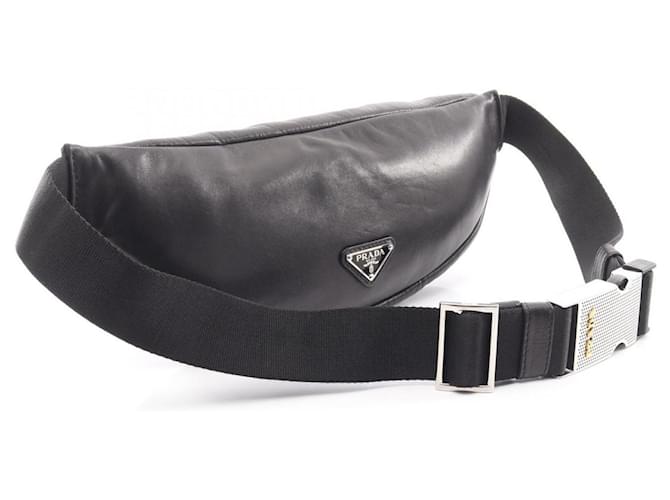 Borsa a tracolla Prada Triangle in pelle nera Nero - vista 2