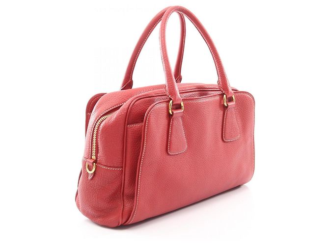 Borsa a mano in pelle rossa Prada Rosso - vista 2