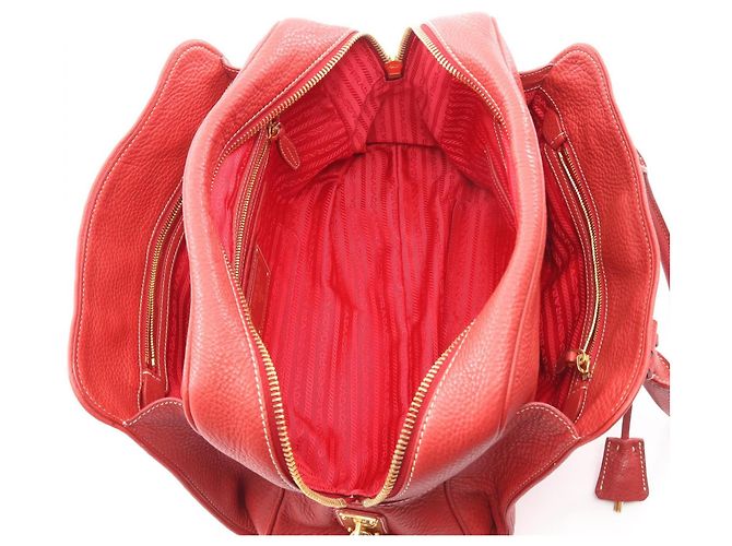 Borsa a mano in pelle rossa Prada Rosso - vista 3