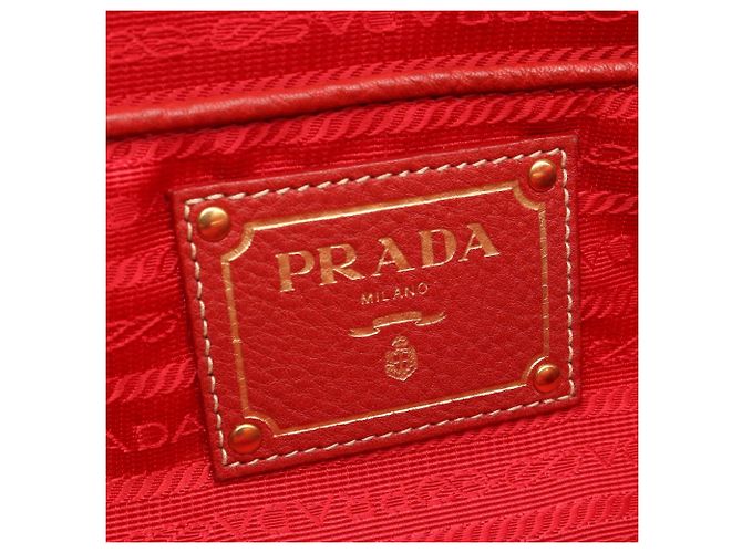 Borsa a mano in pelle rossa Prada Rosso - vista 4