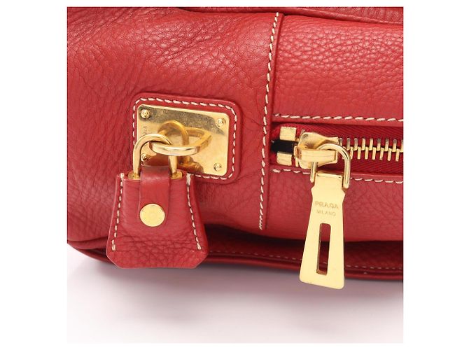 Borsa a mano in pelle rossa Prada Rosso - vista 5