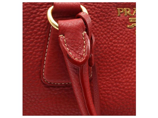 Borsa a mano in pelle rossa Prada Rosso - vista 7