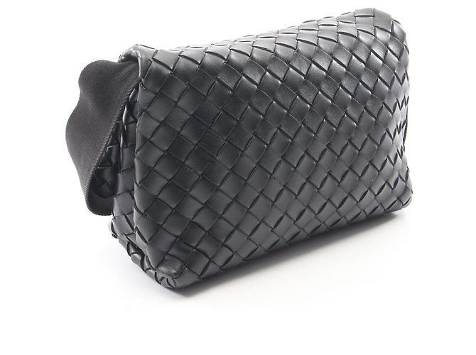 Borsa a Spalla Bottega Veneta Intrecciato Nero - vista 2